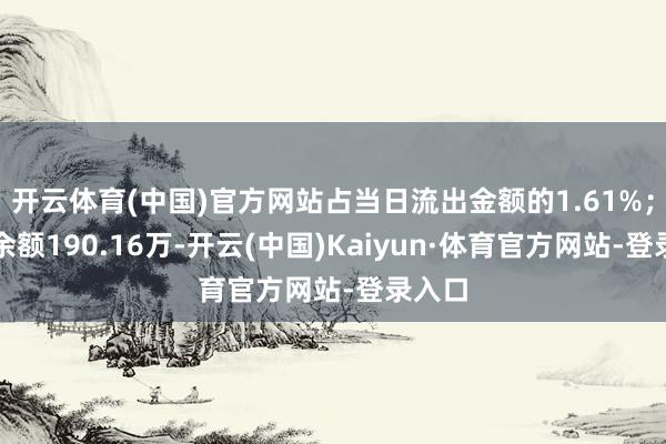 开云体育(中国)官方网站占当日流出金额的1.61%；融券余额190.16万-开云(中国)Kaiyun·体育官方网站-登录入口